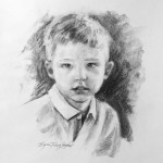 Charcoal portrait of a boy.