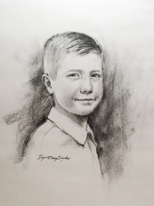 Charcoal drawing - portrait of a boy