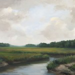 Oil painting of sky, marsh and creek on Jekyll Island, Georgia.