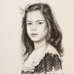 Charcoal drawing of a young girl, Katherine.