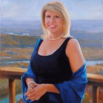 Oil portrait of a lady with Chattanooga mountains.